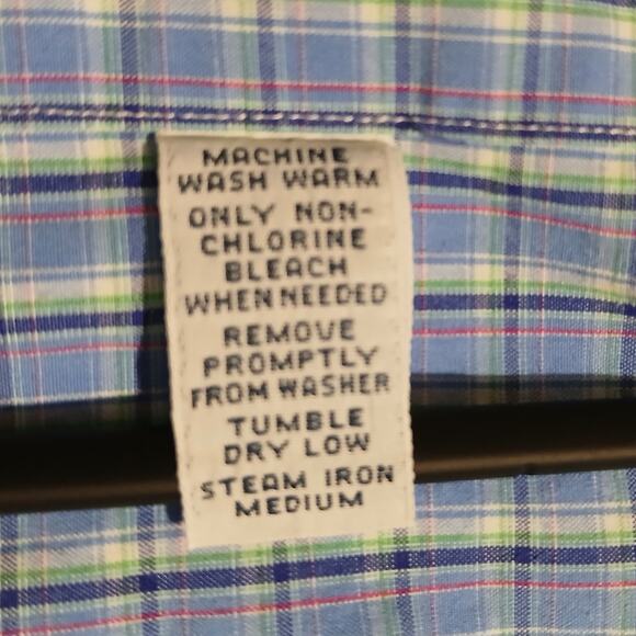 Ralph Lauren Men's XL Classic Fit 100% Cotton Blue Pastel Plaid Button-Down/Up - Picture 12 of 14